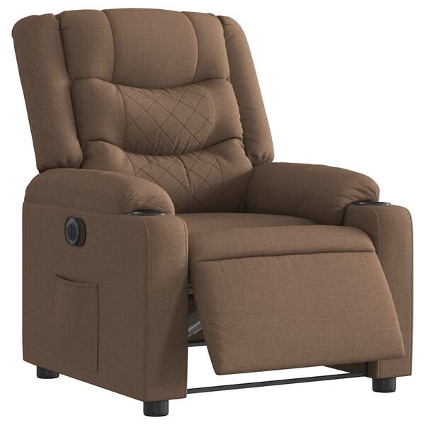 vidaXL Sill&oacute;n reclinable el&eacute;ctrico de tela marr&oacute;n