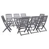 vidaXL Juego de comedor de jard&iacute;n 9 pzas madera maciza de acacia gris