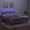 vidaXL Cama box spring colch&oacute;n y LED terciopelo rosa 140x200 cm