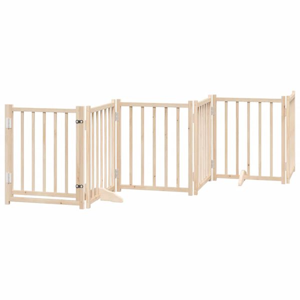 vidaXL Puerta para perros plegable 9 paneles madera de álamo 450 cm