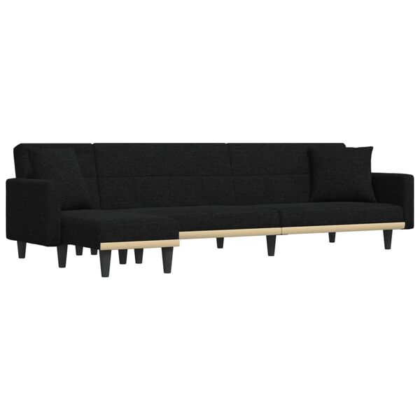 vidaXL Sof&aacute; cama en forma de L tela negro 275x140x70 cm