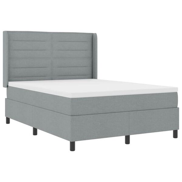 vidaXL Cama tipo Box Spring con colch&oacute;n Gris claro 140 x 200 cm tela