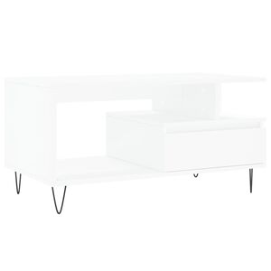 vidaXL Mesa de centro madera contrachapada blanca 90x49x45 cm