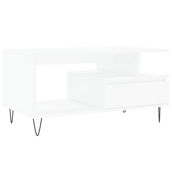 vidaXL Mesa de centro madera contrachapada blanca 90x49x45 cm