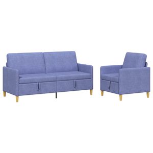 vidaXL Juego de Sof&aacute;s con Almacenamiento 2 uds. Azul jeans Poli&eacute;ster