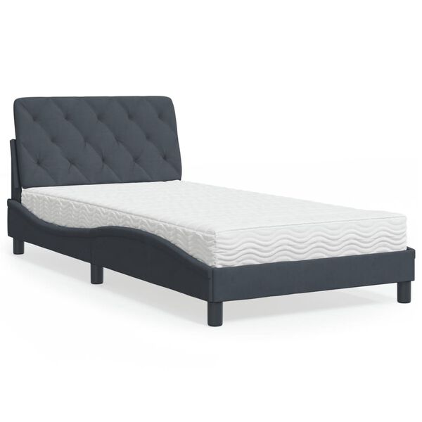 vidaXL Cama con colch&oacute;n terciopelo gris oscuro 100x200 cm