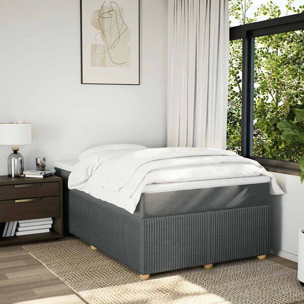 vidaXL Cama box spring con colch&oacute;n tela gris oscuro 120x200 cm