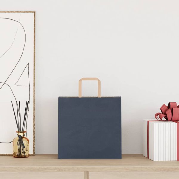 vidaXL Bolsas de papel con asas 50 uds azul 26x17x25 cm