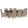 vidaXL Set comedor de jard&iacute;n 9 pzas con cojines rat&aacute;n sint&eacute;tico beige
