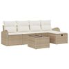 vidaXL Conjunto de sof&aacute; de jard&iacute;n 6 uds. Beige rat&aacute;n sint&eacute;tico