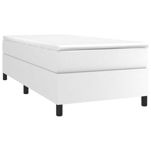 vidaXL Estructura de cama con somier cuero sint&eacute;tico blanco 90x190 cm
