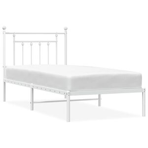 vidaXL Estructura cama sin colch&oacute;n con cabecero metal blanco 90x200 cm