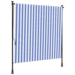 vidaXL Persiana enrollable exterior tela acero azul blanco 200x270 cm