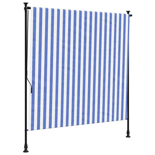 vidaXL Persiana enrollable exterior tela acero azul blanco 200x270 cm