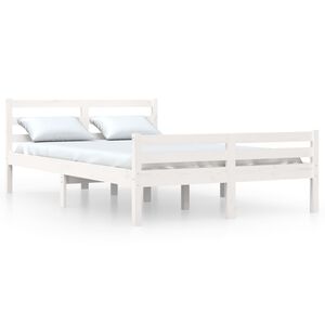 vidaXL Estructura de cama sin colch&oacute;n madera maciza blanco 160x200 cm