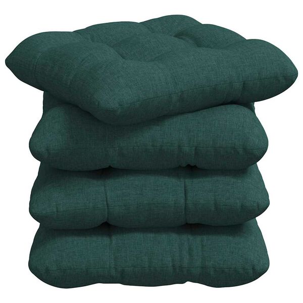 vidaXL Cojines para asiento 4 pcs Verde oscuro 40 x 40 x 12 cm tela