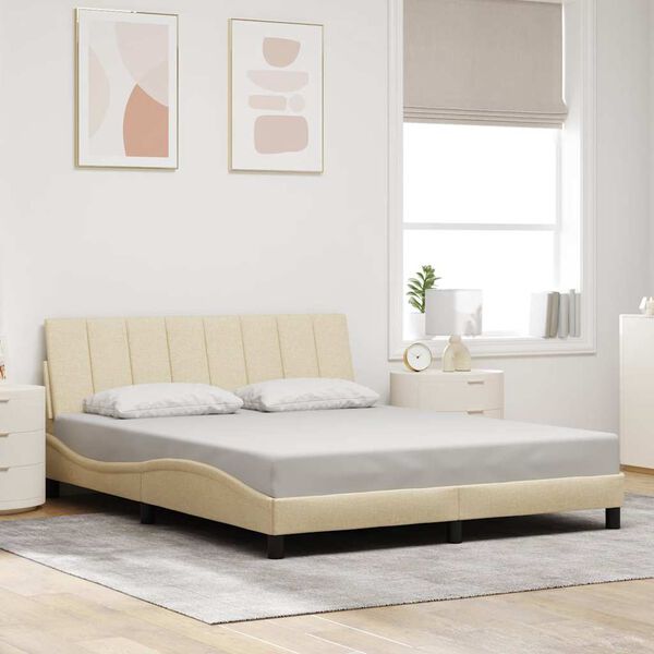 vidaXL Estructura de cama sin colch&oacute;n Hanko tela color crema 160x200 cm
