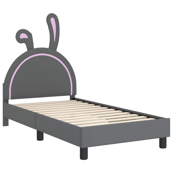 vidaXL Cama para ni&ntilde;os con cabecero Gris Claro 80 x 160 cm PU