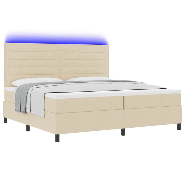 vidaXL Cama tipo Box Spring con colch&oacute;n Crema 200 x 200 cm tela