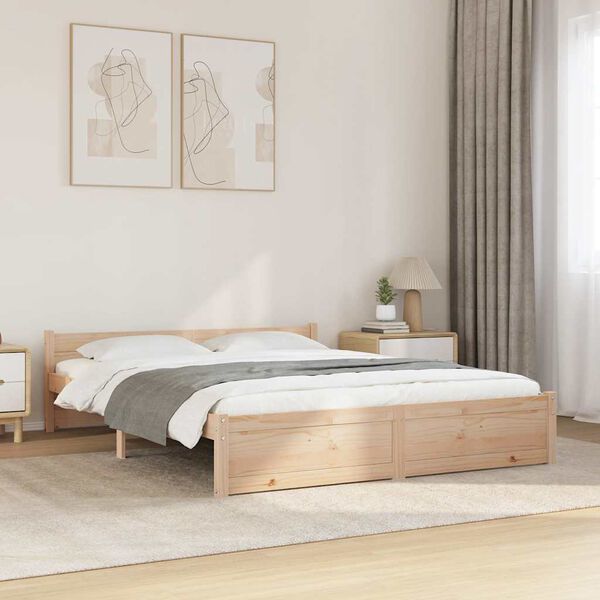 vidaXL Estructura de cama doble sin colch&oacute;n madera maciza 150x200 cm