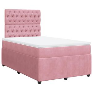 vidaXL Cama box spring con colch&oacute;n terciopelo rosa 120x200 cm