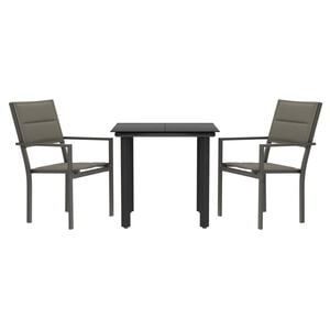 vidaXL Juego de comedor para jard&iacute;n 3 piezas acero y textilene negro