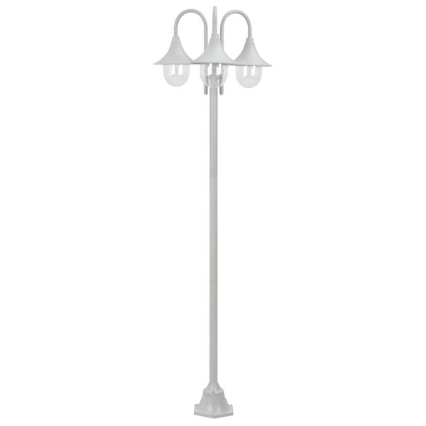 vidaXL Farolas de jardín con 3 luces aluminio blanca E27 220 cm