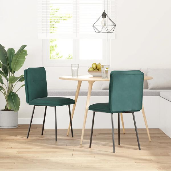 vidaXL Sillas de comedor 2 unidades terciopelo verde oscuro