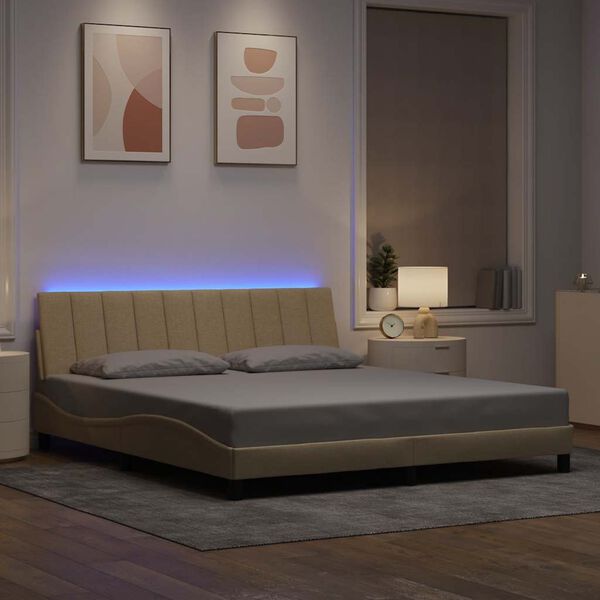 vidaXL Estructura de cama sin colch&oacute;n Hanko tela color crema 180x200 cm