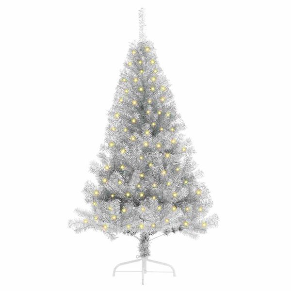 vidaXL &Aacute;rbol de Navidad Artificial Preiluminado Plateado 150 cm PET