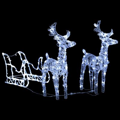 vidaXL Decoración navideña renos y trineo acrílico 160 LEDs 130 cm