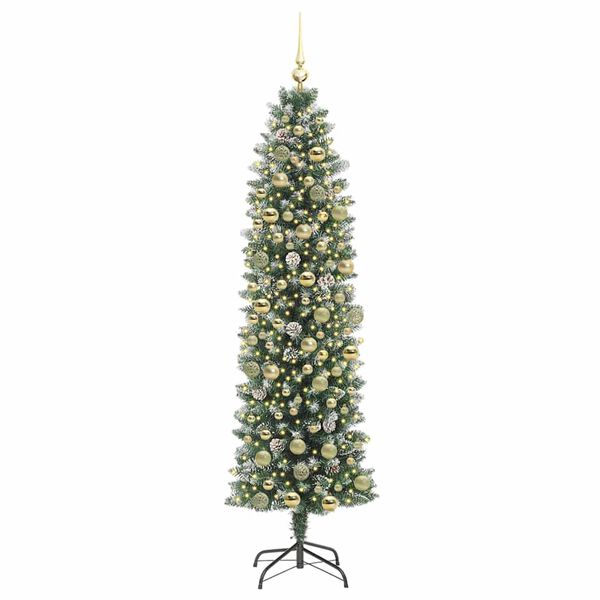 vidaXL &Aacute;rbol Navide&ntilde;o Artificial Delgado con 300 LED Verde y 180 cm