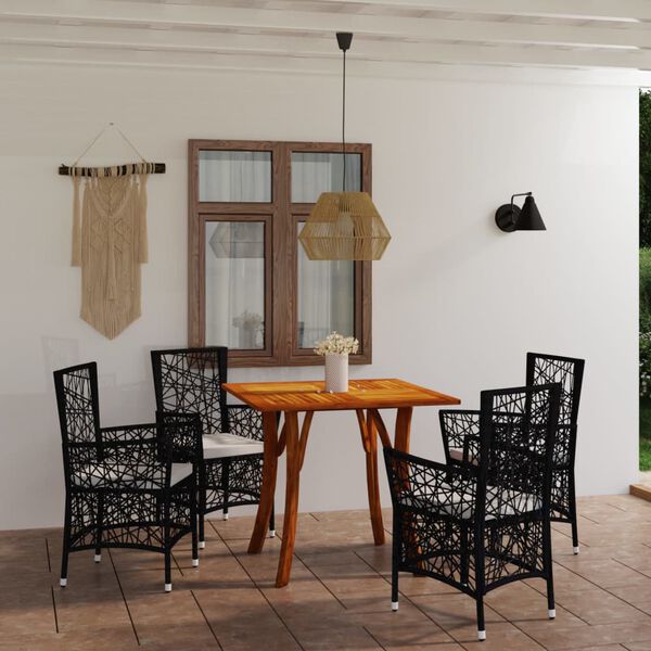 vidaXL Juego de comedor para jard&iacute;n 5 piezas marr&oacute;n