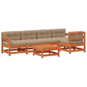 vidaXL Conjunto de Sof&aacute;s de Jard&iacute;n 6 uds. Marr&oacute;n Cera