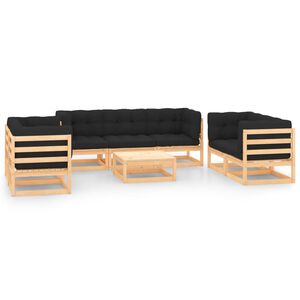 vidaXL Muebles de jard&iacute;n 8 pzas y cojines madera maciza pino