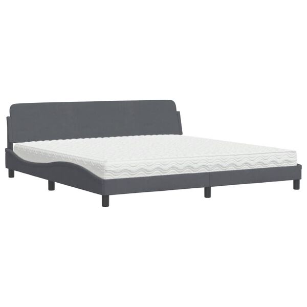 vidaXL Cama con colch&oacute;n Dover terciopelo gris oscuro 200x200 cm