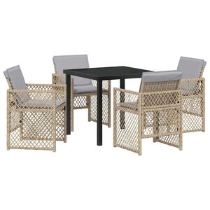 vidaXL Conjunto de Comedor de Jard&iacute;n 5 pcs Beige rat&aacute;n sint&eacute;tico
