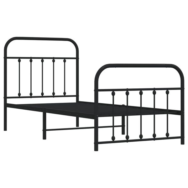 vidaXL Estructura cama sin colchón con estribo metal negro 90x190 cm