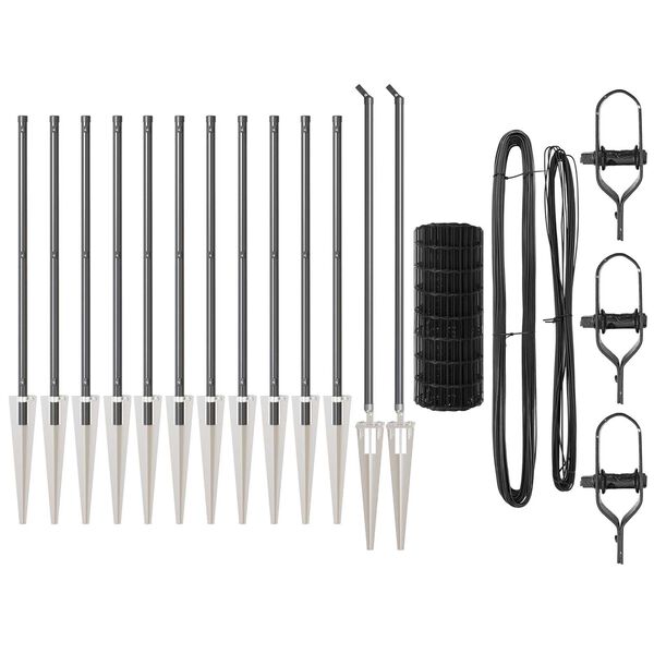 vidaXL Valla con Poste Gris 0,8 x 25 m Acero y PVC