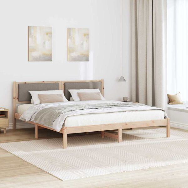 vidaXL Estructura de cama Taup&eacute; 180 x 200 cm Madera de pino macizo