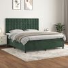 vidaXL Cama box spring con colch&oacute;n terciopelo verde oscuro 180x200 cm