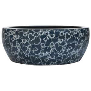 vidaXL Lavabo sobre encimera redondo cer&aacute;mica negro y azul &Phi;41x14 cm