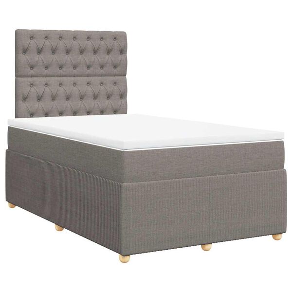 vidaXL Cama box spring con colch&oacute;n tela gris taupe 120x200 cm