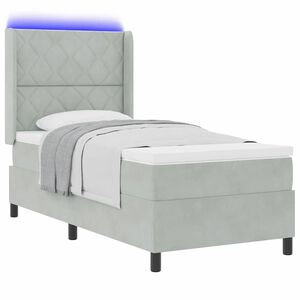 vidaXL Cama tipo Box Spring con LED Gris Claro 90 x 190 cm Terciopelo