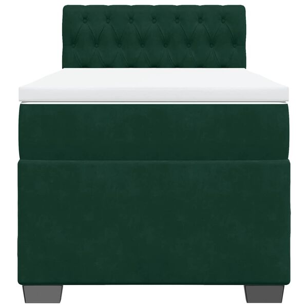 vidaXL Cama box spring con colch&oacute;n terciopelo verde oscuro 90x190 cm