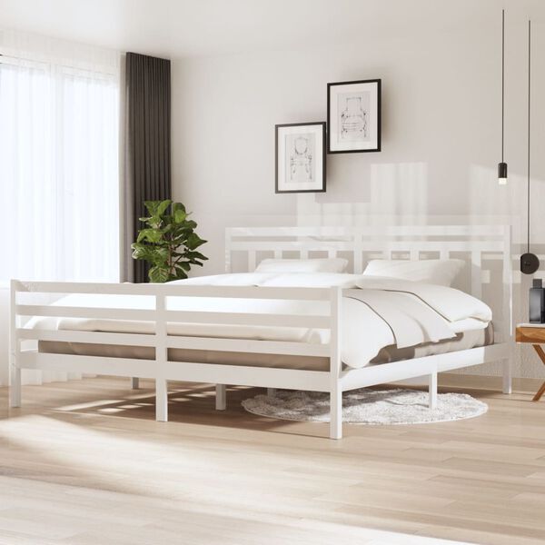 vidaXL Estructura de cama madera maciza blanca 200x200 cm