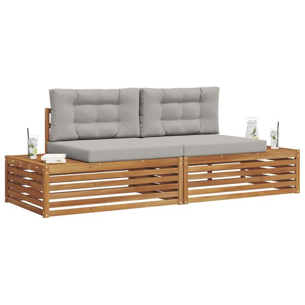 vidaXL Conjunto de sof&aacute;s de exterior 2 Pieza Gris Natural y Claro