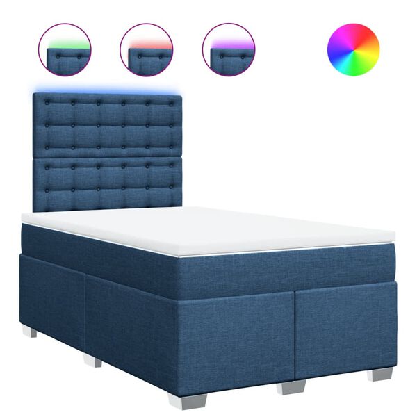 vidaXL Cama box spring con colch&oacute;n tela azul 120x190 cm