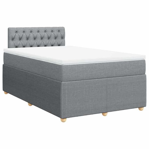 vidaXL Cama box spring con colch&oacute;n tela gris claro 120x200 cm