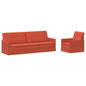 vidaXL Juego de Sof&aacute; 2 pcs Rojo Naranja Tela de Pana